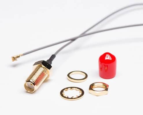 SMA線材（180度前穿墻防塵母座11.4牙）接灰色RF1.13 同軸線配IPEX一代接口